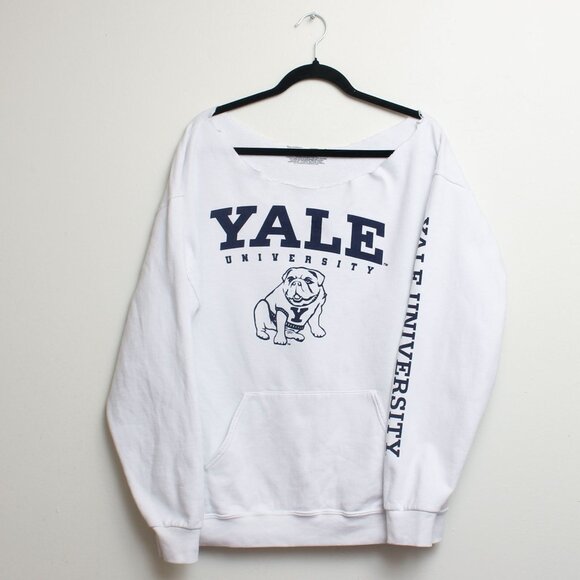 Yale University Sweatshirt Womens XL? White Raw Cut Neckline - Picture 1 of 9